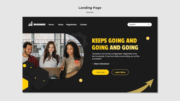 Flat design landing page business template