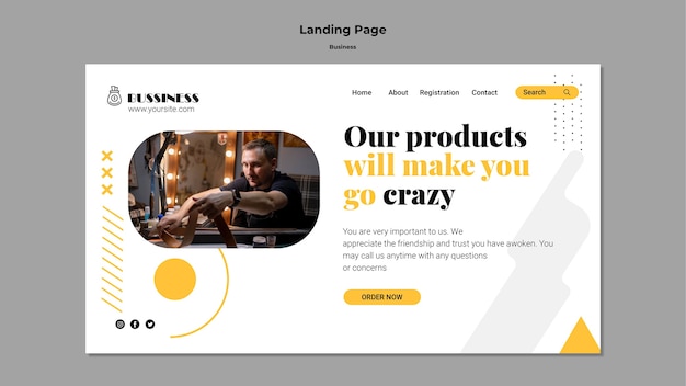 Flat design landing page business template