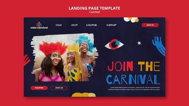 Free PSD flat design landing page carnival template