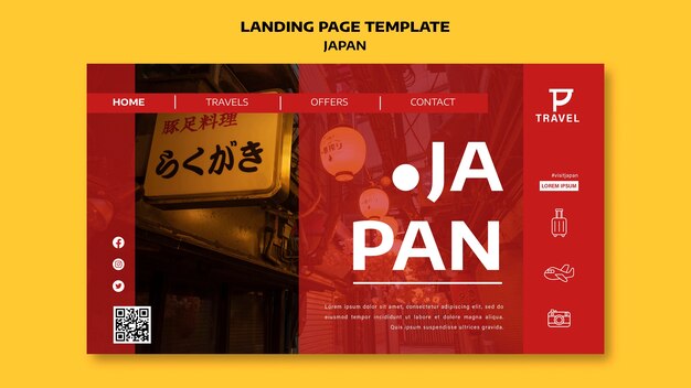 Flat design landing page japan template