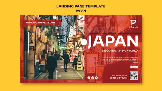 Free PSD flat design landing page japan template