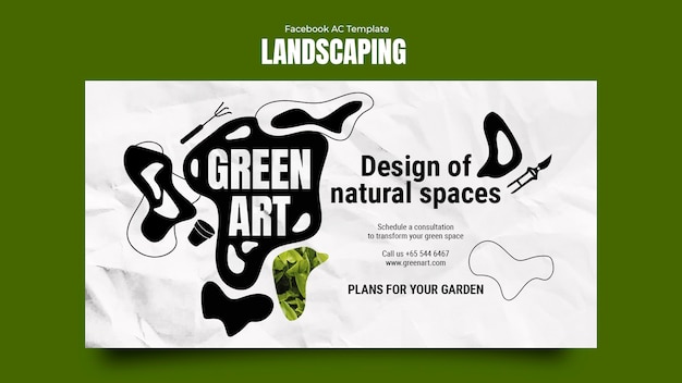 Free PSD flat design landscaping service facebook template