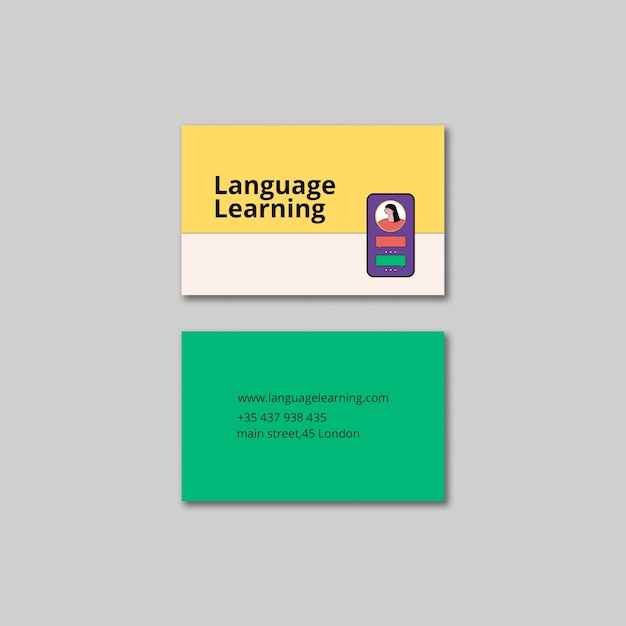 Free PSD flat design language learning template