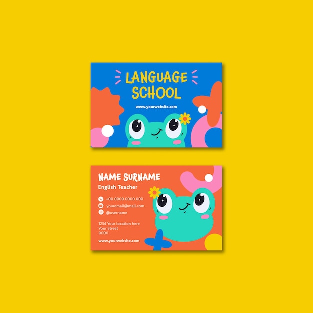 Flat design language learning template