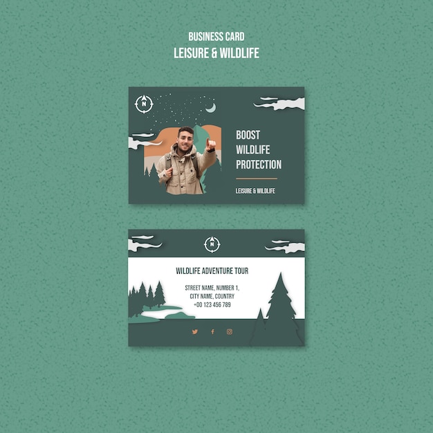 Free PSD flat design leisure and wildlife template design