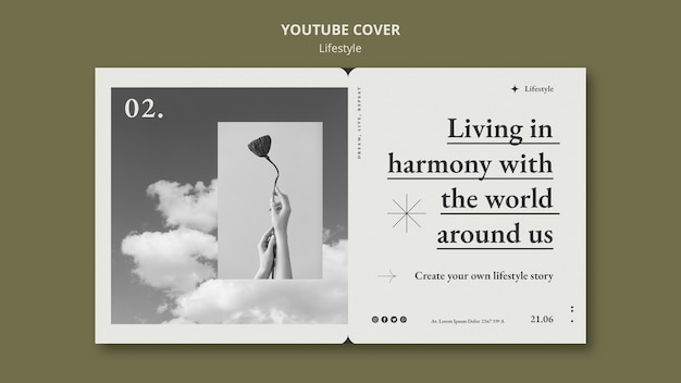 Free PSD flat design lifestyle youtube cover