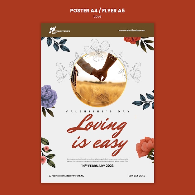 Free PSD flat design love template