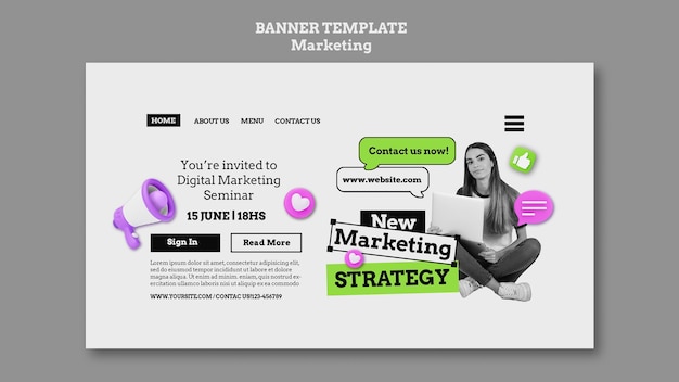 Flat design  marketing landing page template