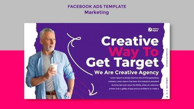 Free PSD flat design marketing strategy facebook template