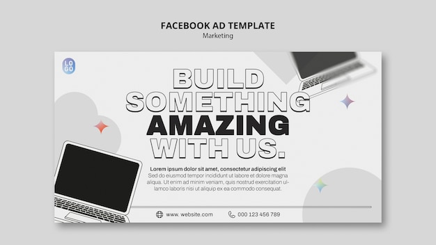 Free PSD flat design marketing template  template