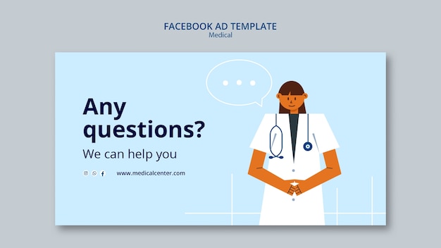 Free PSD flat design medical aid facebook template