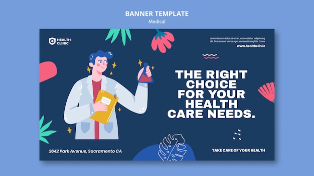 Free PSD flat design medical banner template