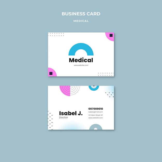 Free PSD flat design medical care business card template