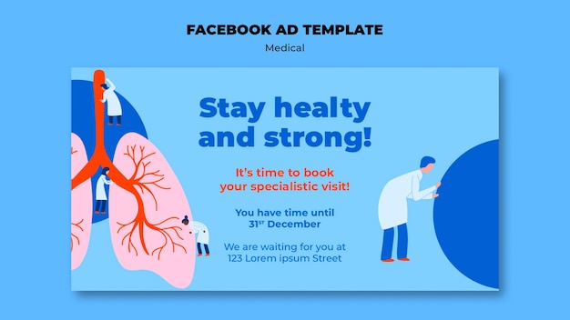 Free PSD flat design medical care facebook template