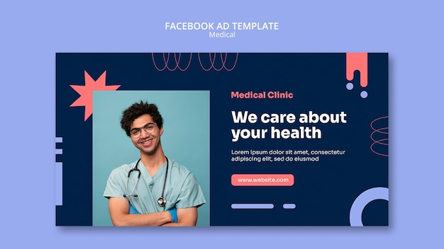 Free PSD flat design medical care facebook template