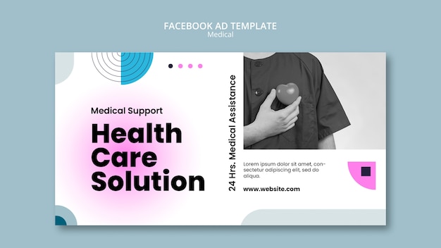 Free PSD flat design medical care facebook template