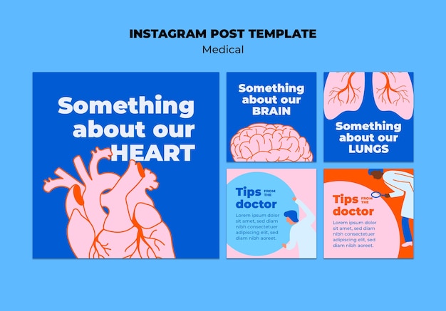 Free PSD flat design medical care  instagram posts