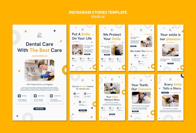 Free PSD flat design medical care  instagram stories