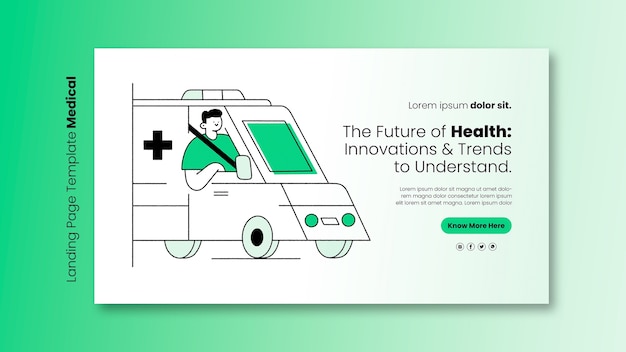 Free PSD flat design medical care landing page template