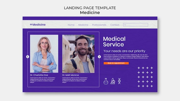 Free PSD flat design medical template design