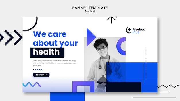 Free PSD flat design medical template design