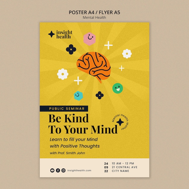 Free PSD flat design mental heath template