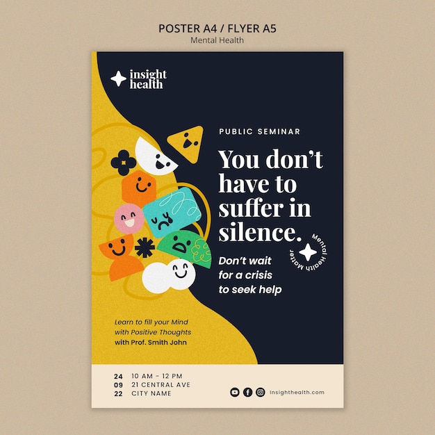 Free PSD flat design mental heath template