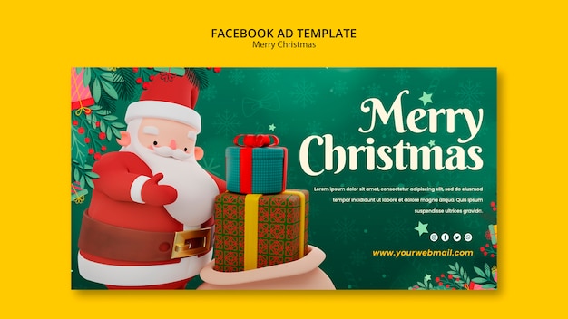 Flat design merry christmas facebook template