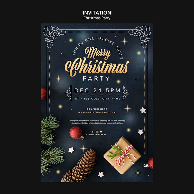 Free PSD flat design merry christmas template