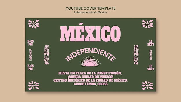 Free PSD flat design mexico independence day youtube cover