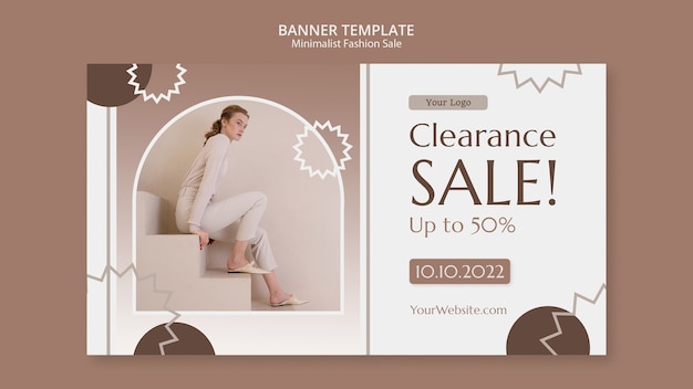 Free PSD flat design minimalist fashion sale template