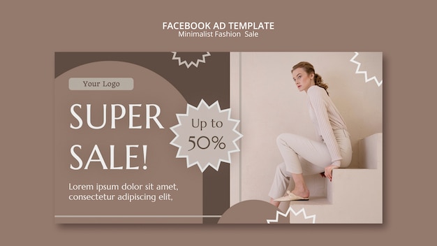 Free PSD flat design minimalist fashion sale template