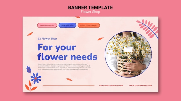 Free PSD flat design minimalist flower shop template