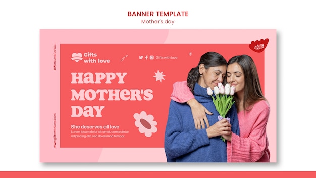 Flat design mother's day banner template