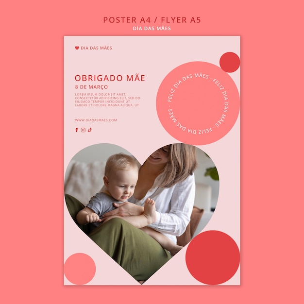 Free PSD flat design mother's day template