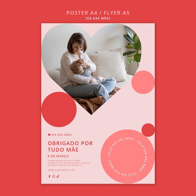 Free PSD flat design mother's day template