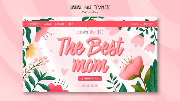 Free PSD flat design mother's day template