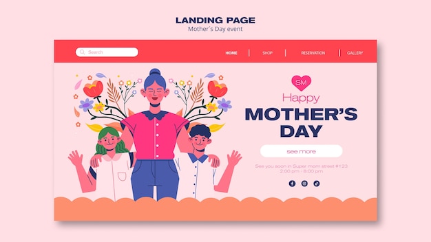 Free PSD flat design mother's day template