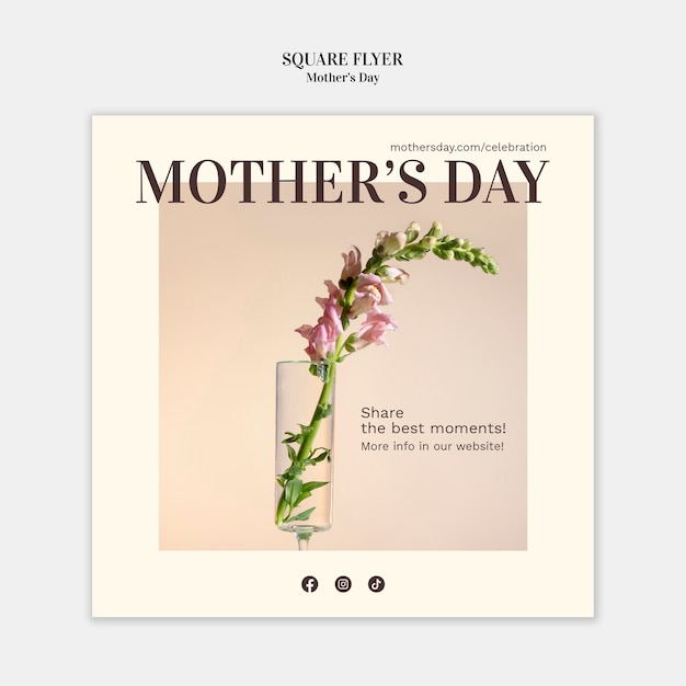 Free PSD flat design mother's day  template