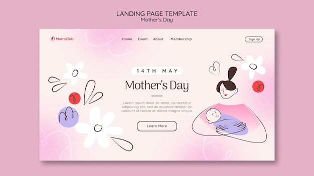 Free PSD flat design mothers day template