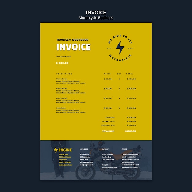 Flat design motorcycle business template