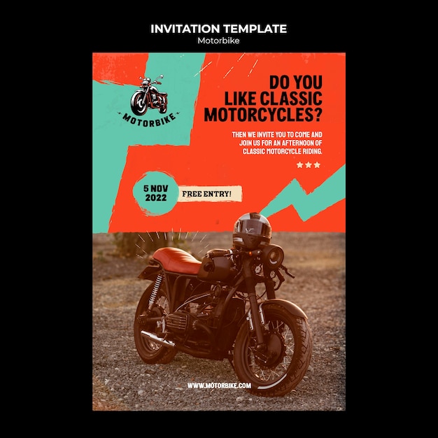 Free PSD flat design motorcycle template