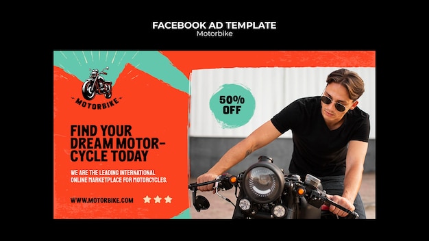 Free PSD flat design motorcycle template