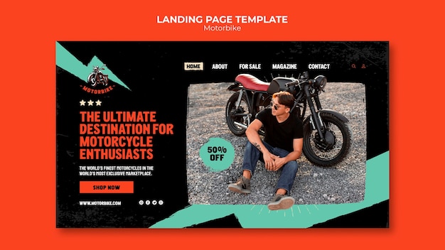 Free PSD flat design motorcycle template