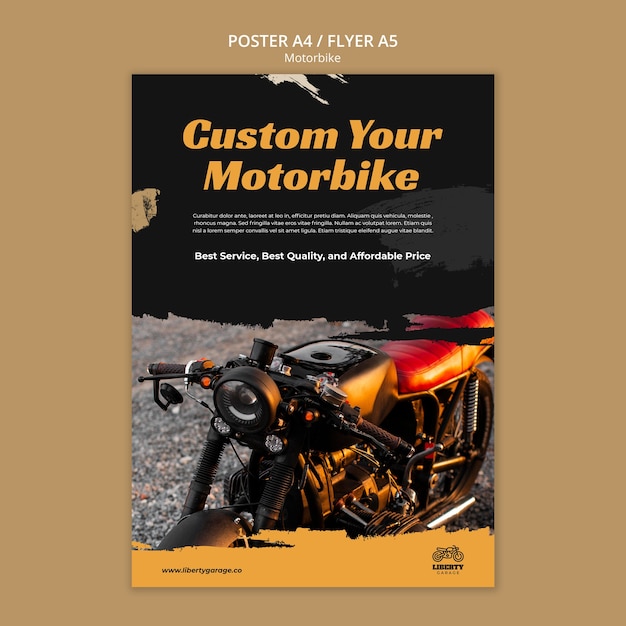 Free PSD flat design motorcycle template