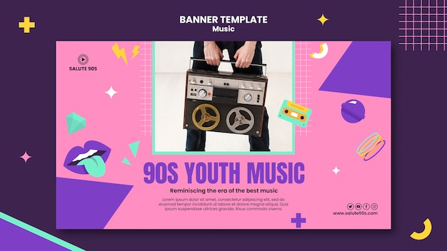 Free PSD flat design music banner template design