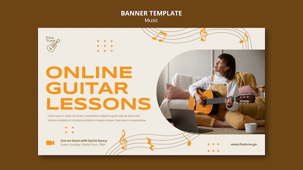 Flat design music banner template