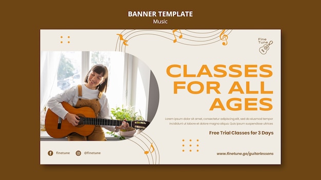 Free PSD flat design music banner template