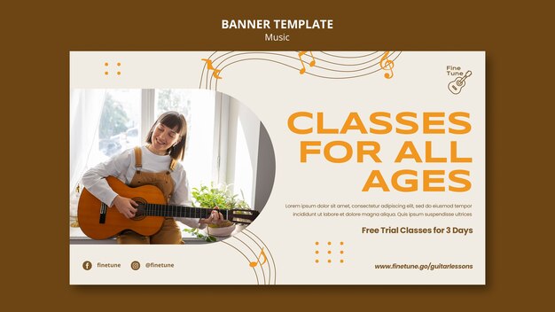 Flat design music banner template