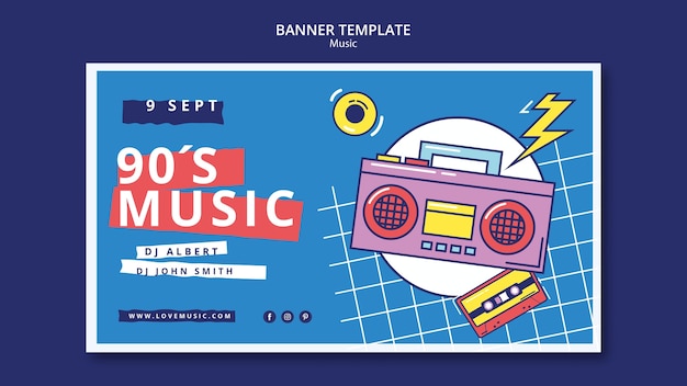 Flat design music banner template